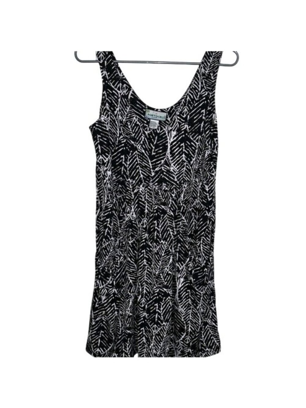 Portocruz Womens Black & White Leaf Print Sleeveless Dress Size L Polyester/Span